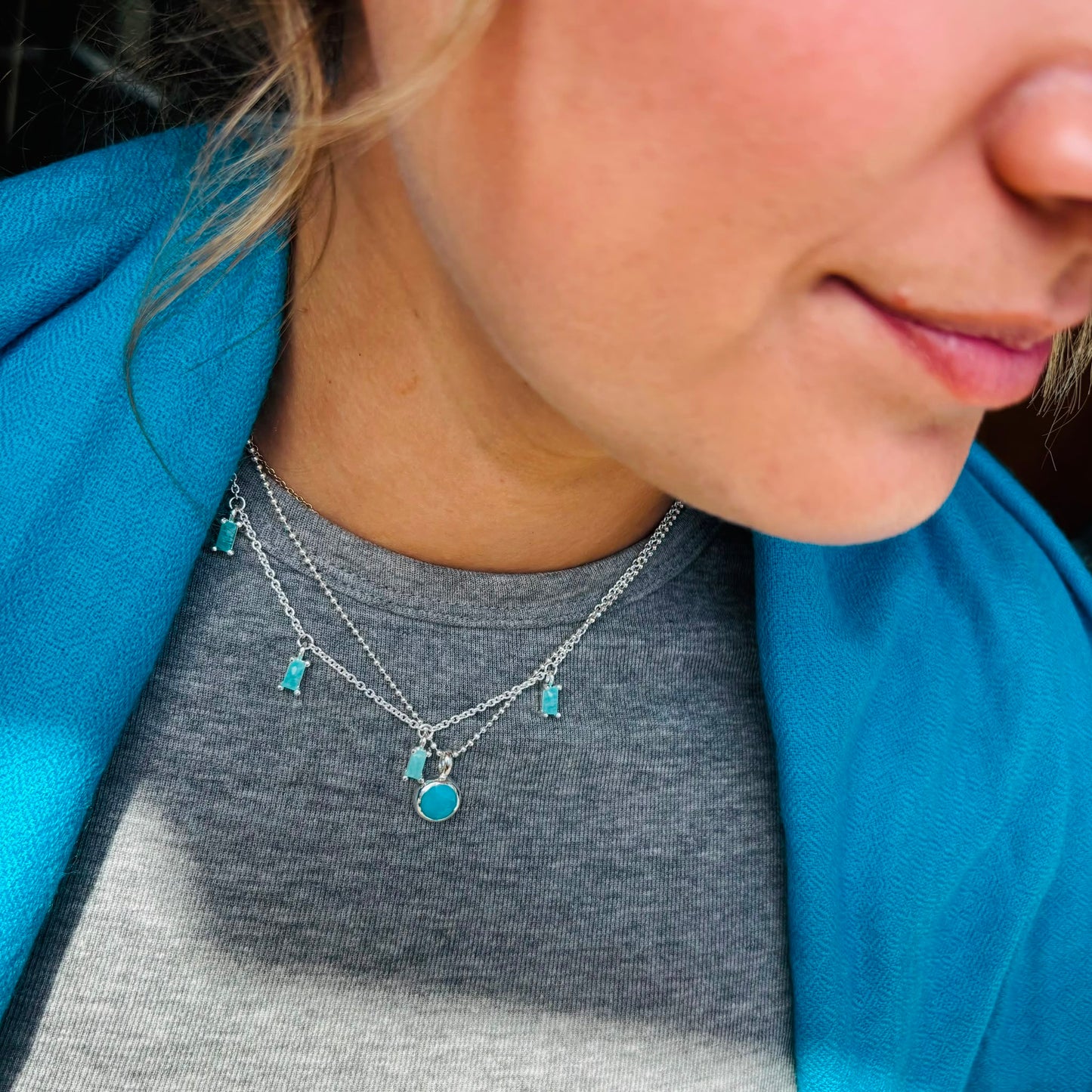 Amonzonite Droplet Necklace