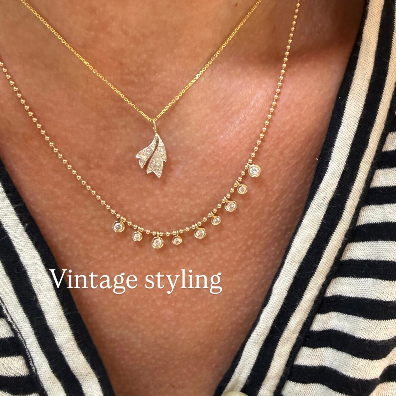 Vintage Diamond Petal Necklace