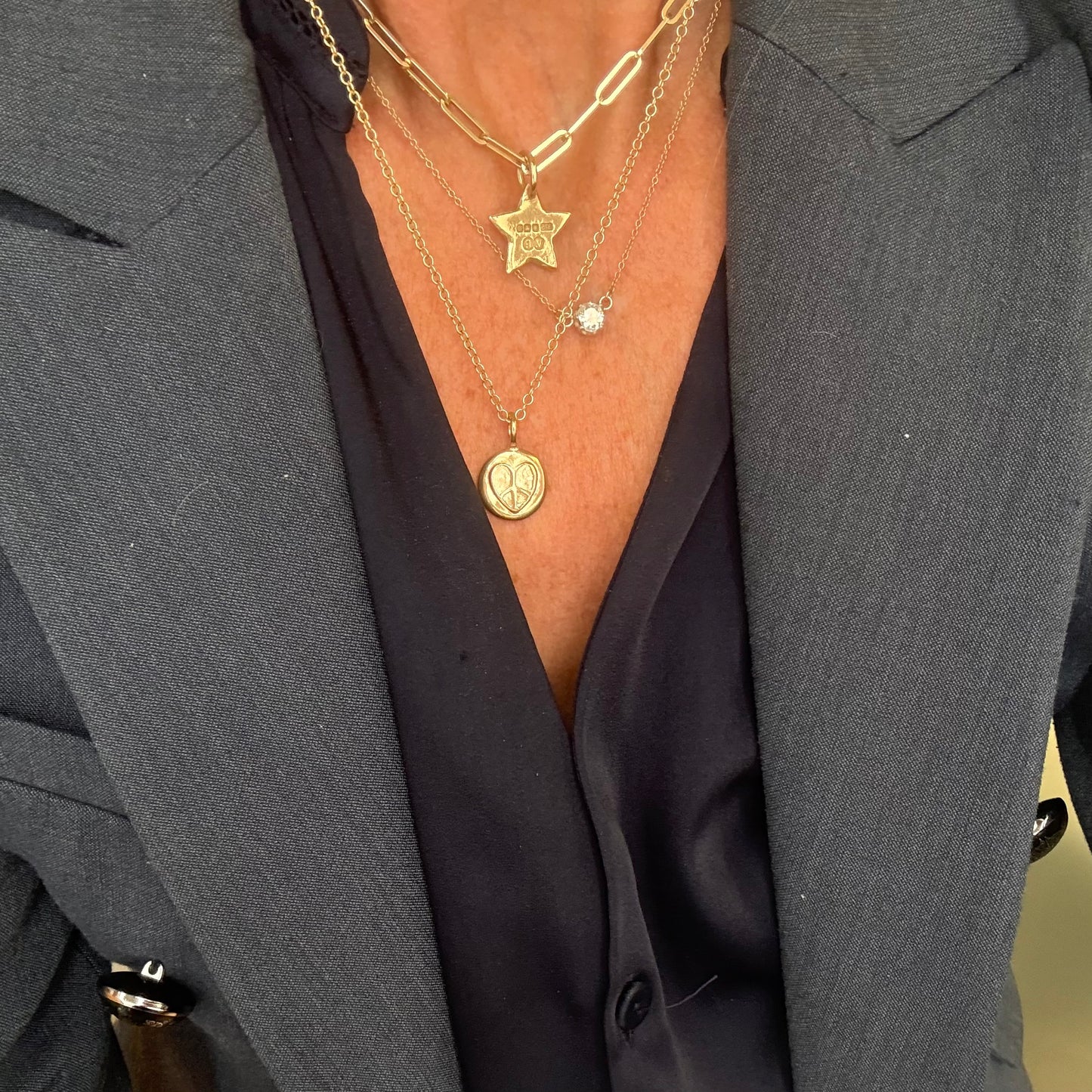 Gold Peace love Necklace