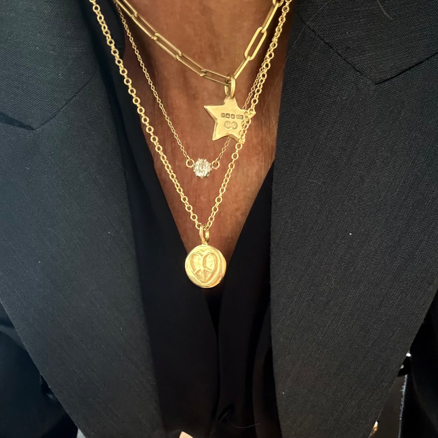 Gold Peace love Necklace