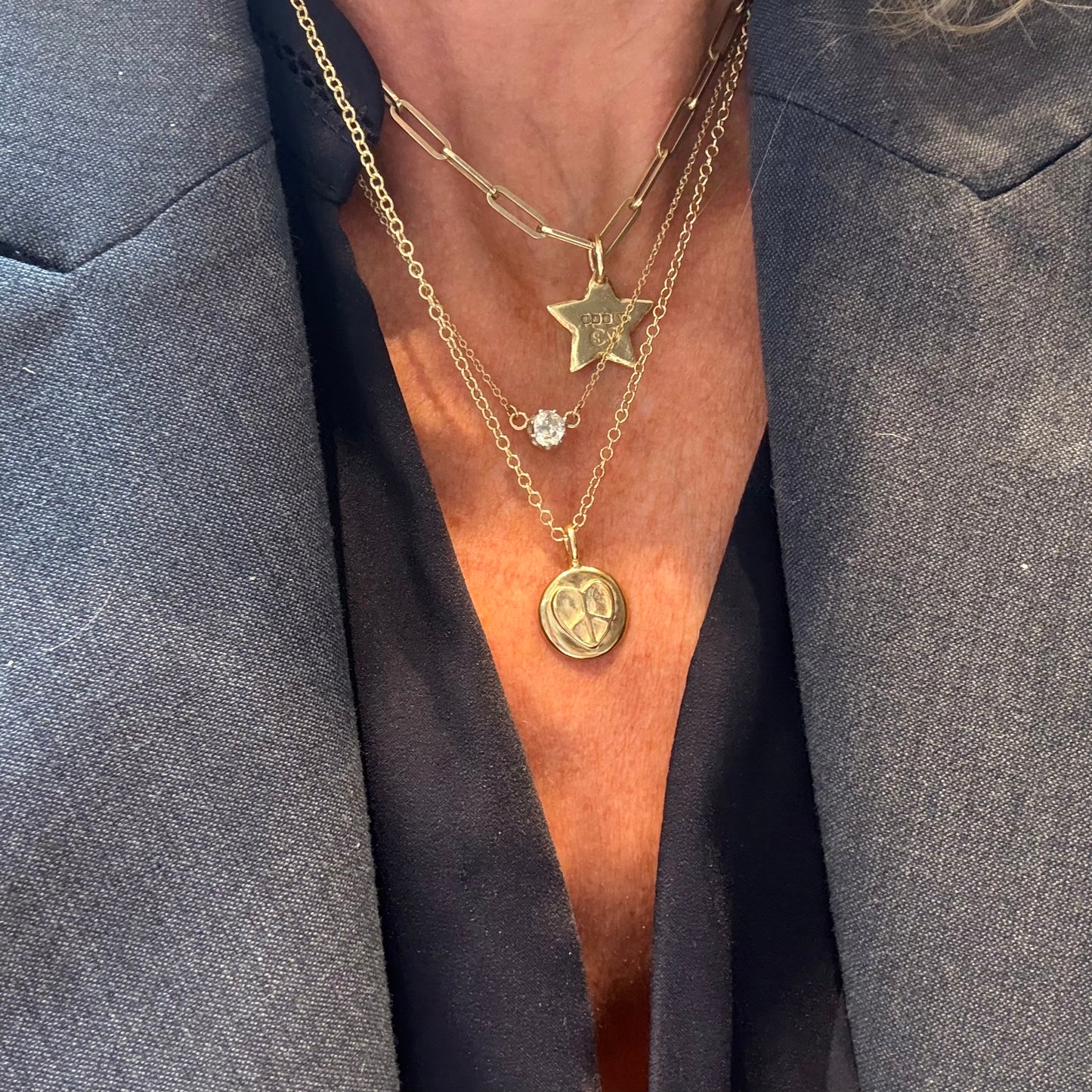 Gold Peace love Necklace