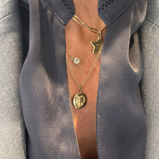 Gold Peace love Necklace