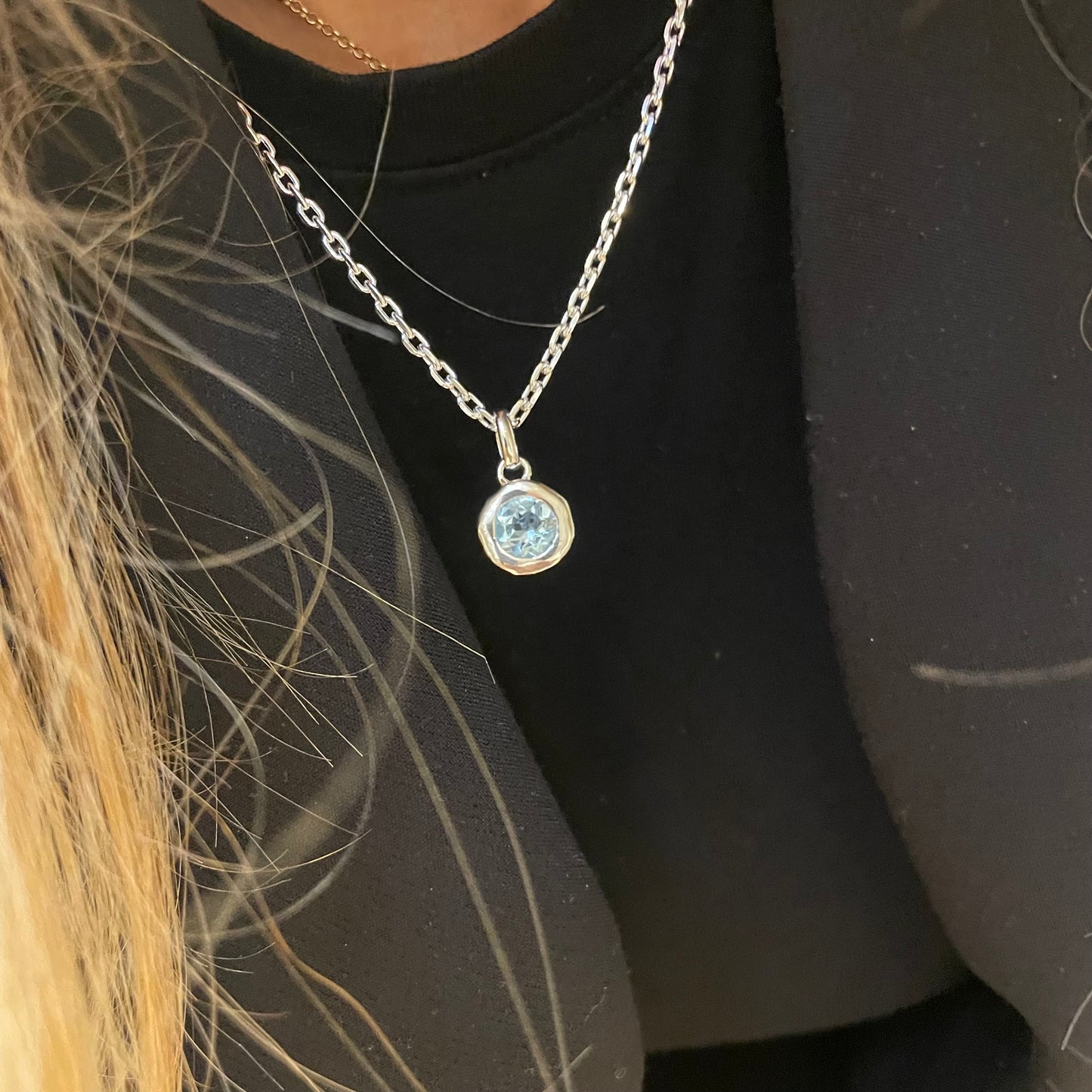 Silver “Cool Blu” Topaz  Necklace