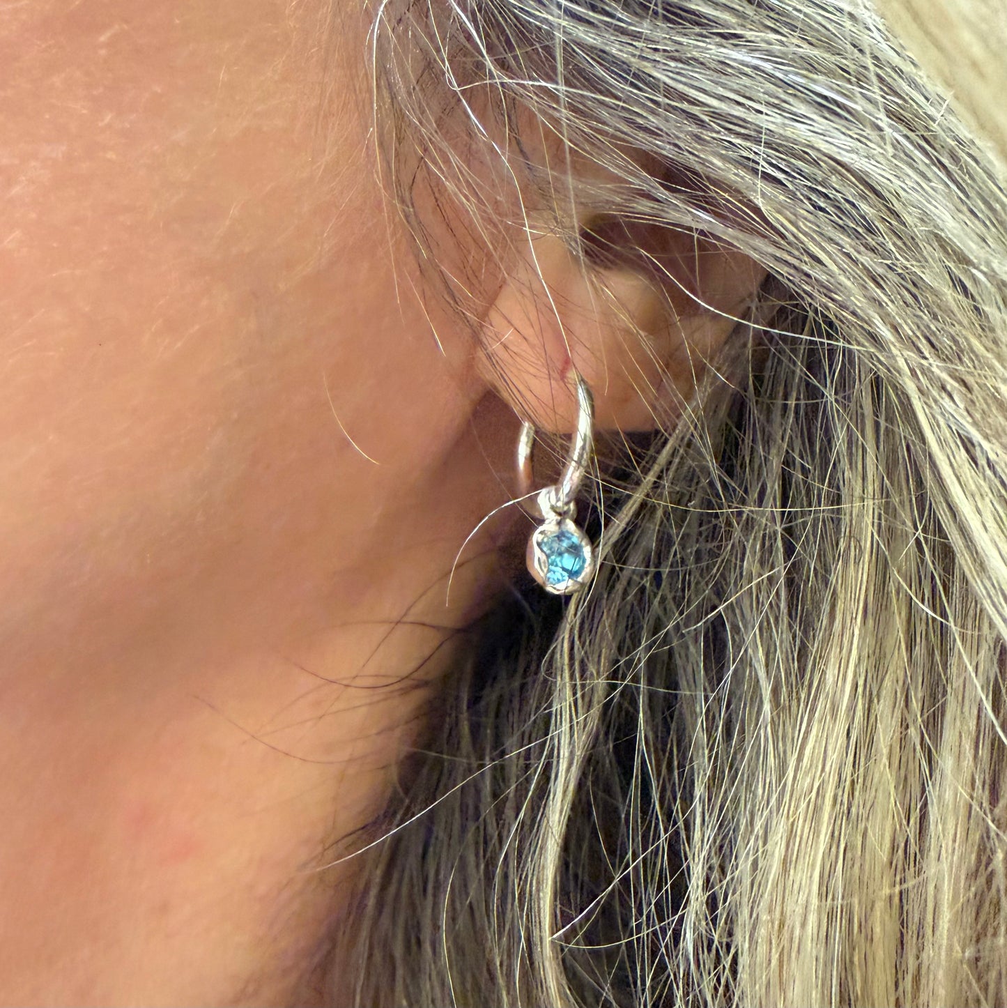 Blue Topaz Charm Earrings