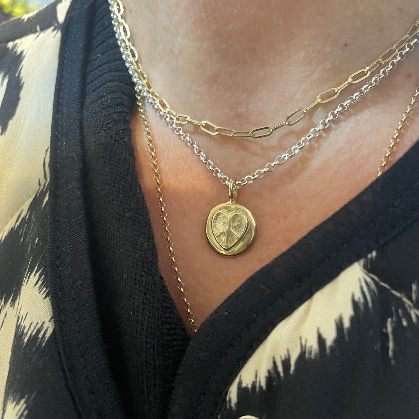 Gold Love Peace Necklace