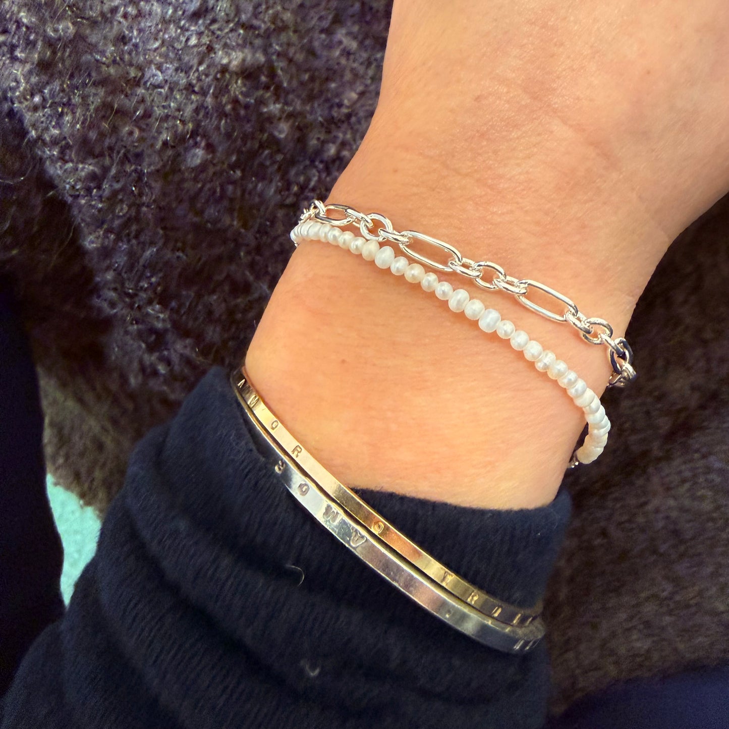 Silver Figaro Bracelet