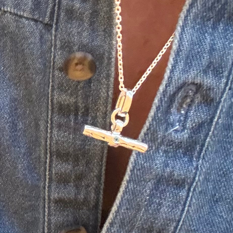 Silver Stone T Bar Necklace