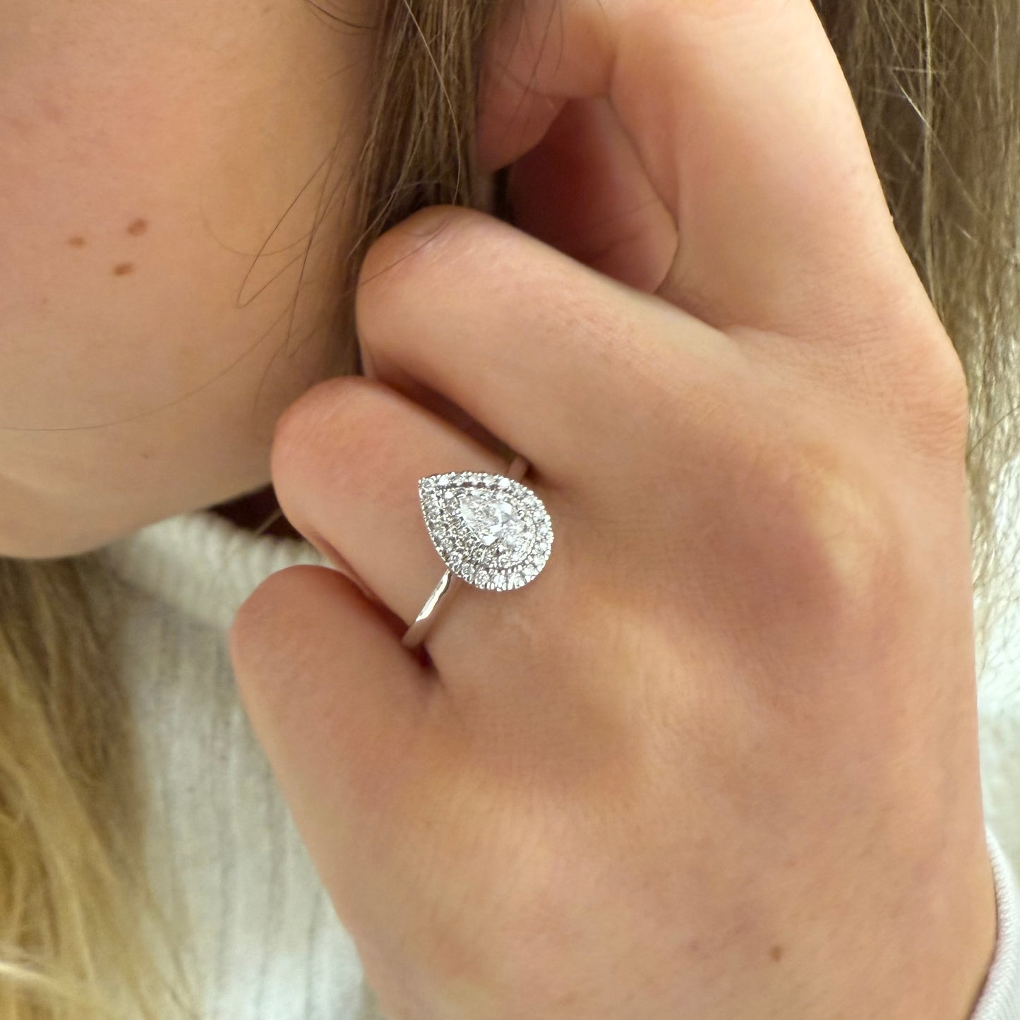 Pear Shape Natural Diamond Ring