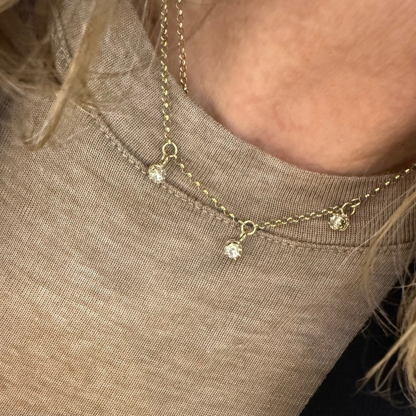 Vintage Natural Diamond Triolgy Necklace