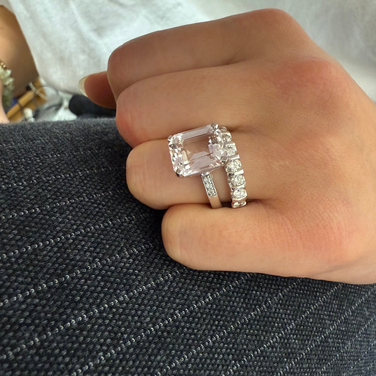 Morganite Diamond Platinum Ring