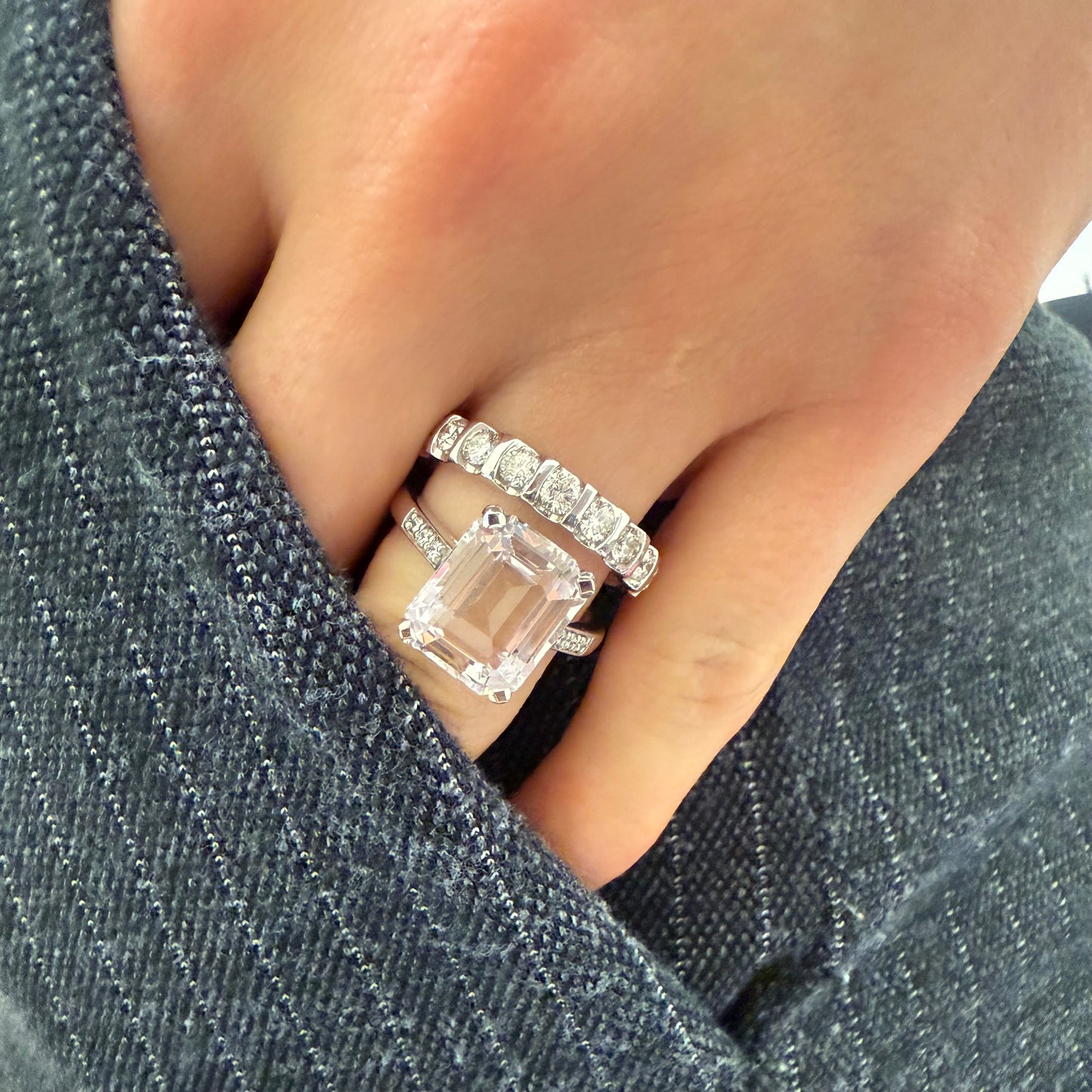 Morganite Diamond Platinum Ring