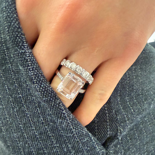 Morganite Diamond Platinum Ring