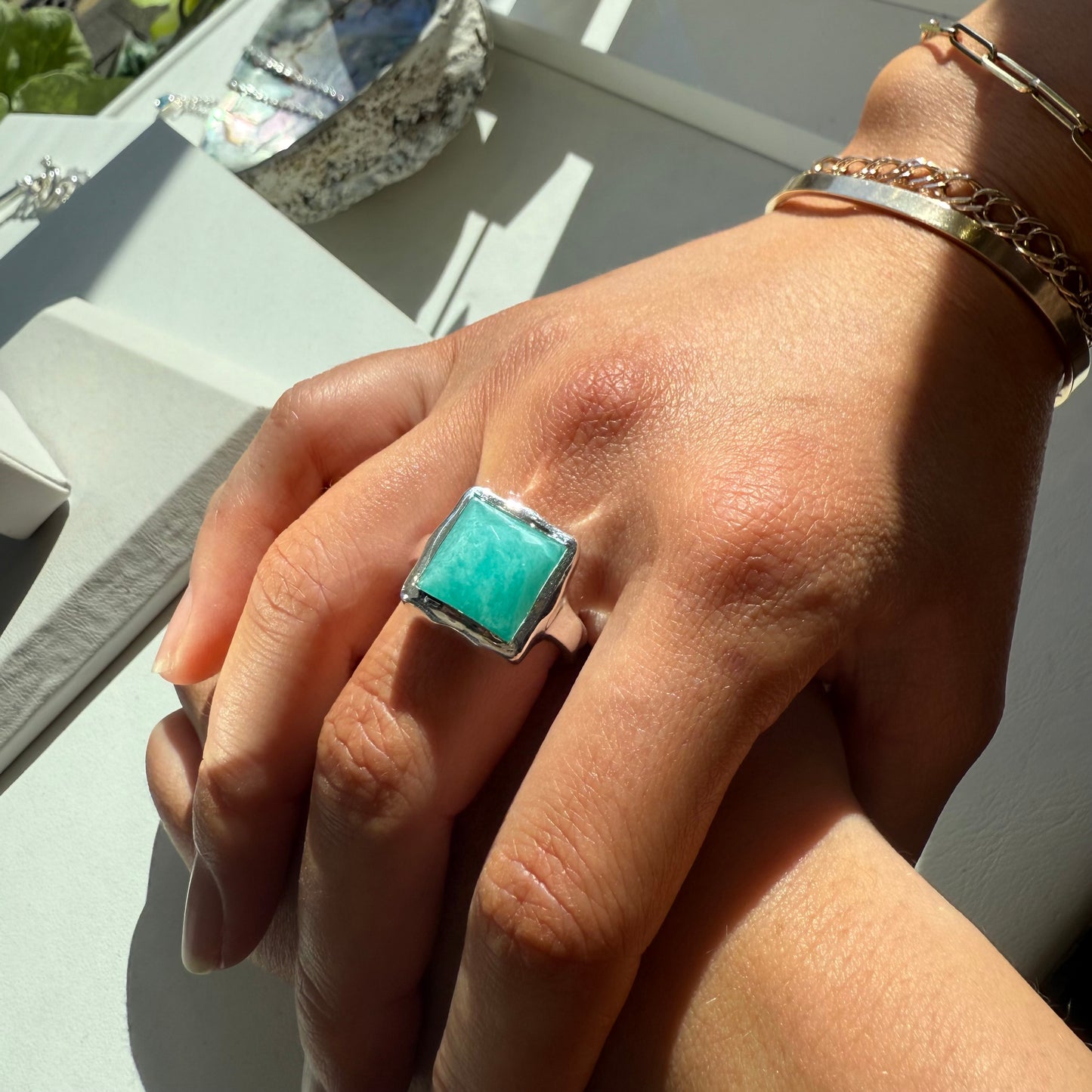 Silver Amazonite ring