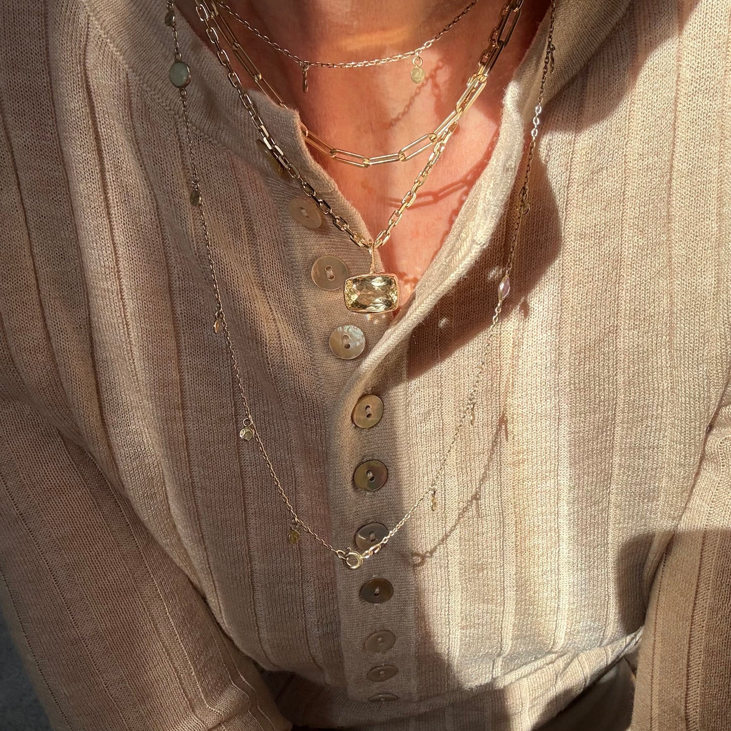 SOLD Natural Yellow Beryl Gold Necklace (ONLY ONE)