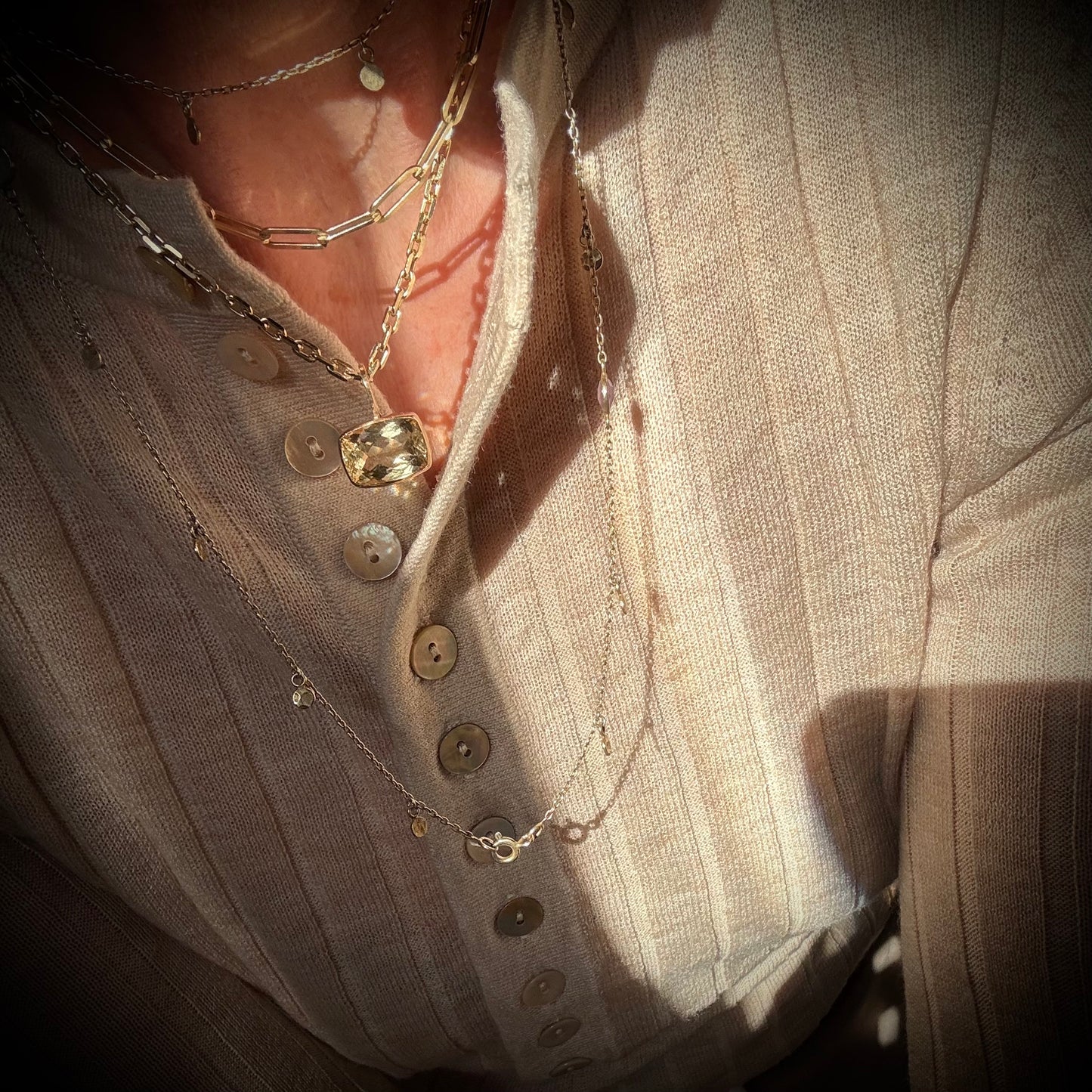 SOLD Natural Yellow Beryl Gold Necklace (ONLY ONE)