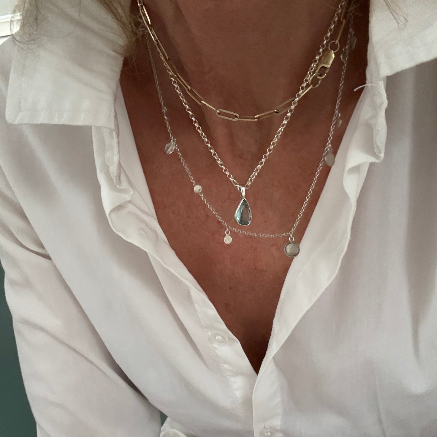SOLD "SPECIAL OFFER" Pear Drop Natural Aquamarine Necklace