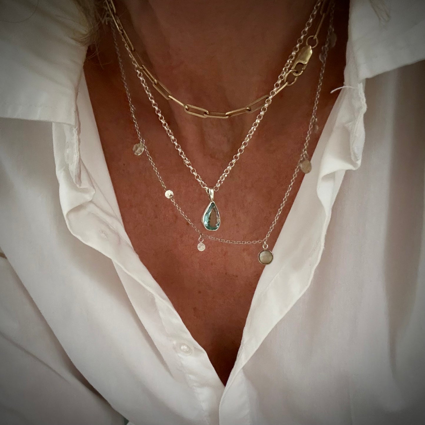 SOLD "SPECIAL OFFER" Pear Drop Natural Aquamarine Necklace