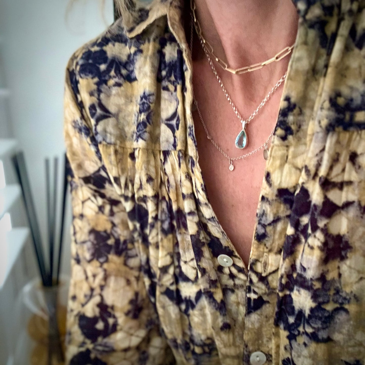 SOLD "SPECIAL OFFER" Pear Drop Natural Aquamarine Necklace