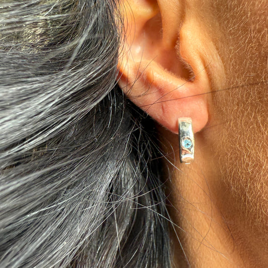 Huggy Hoop Blue Topaz Earrings