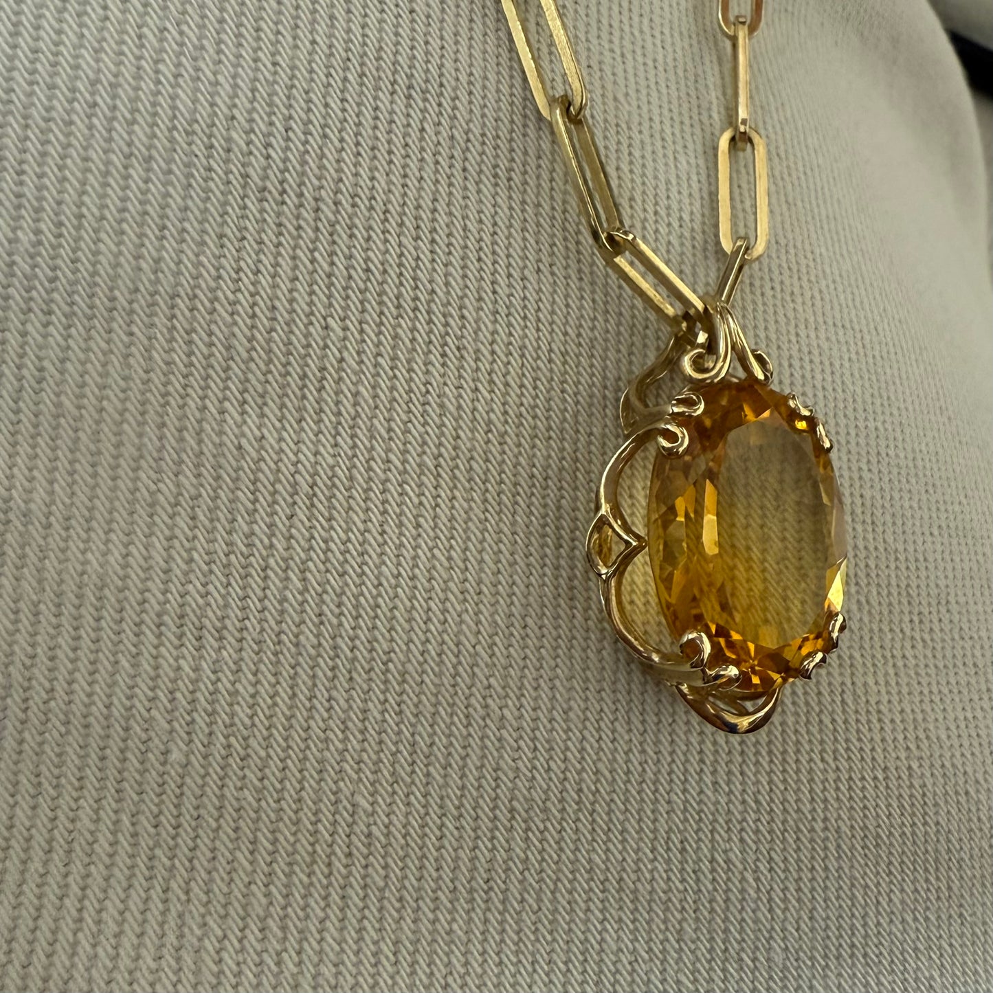 Vintage large oval Citrine Necklace