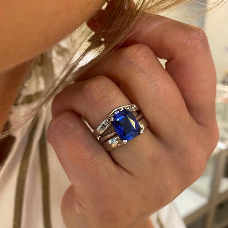 Electric Blue Platinum Sapphire Ring