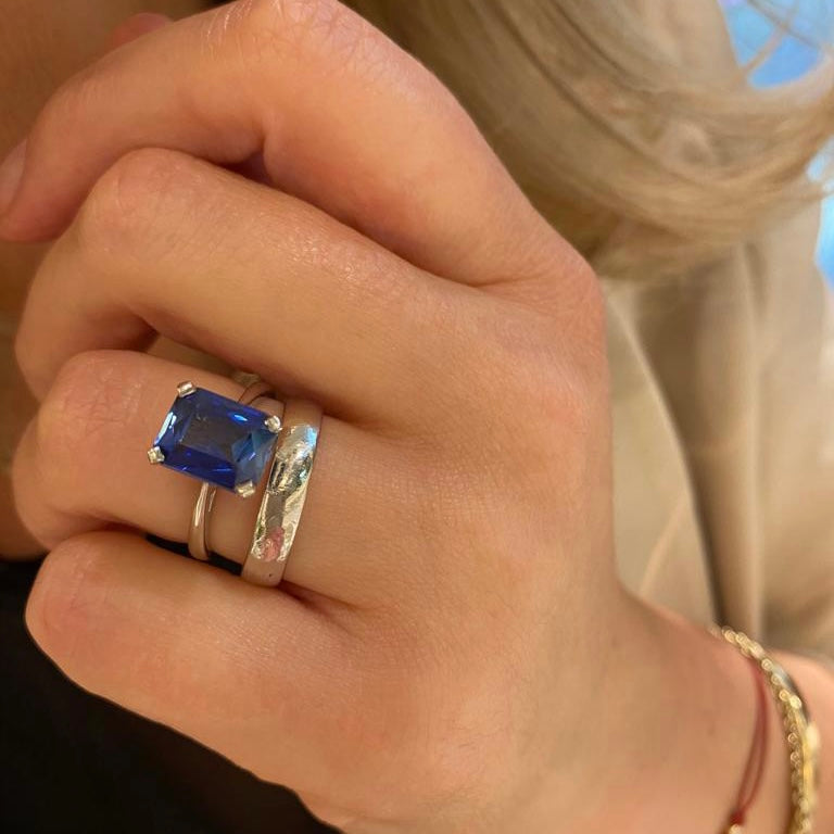 Electric Blue Platinum Sapphire Ring