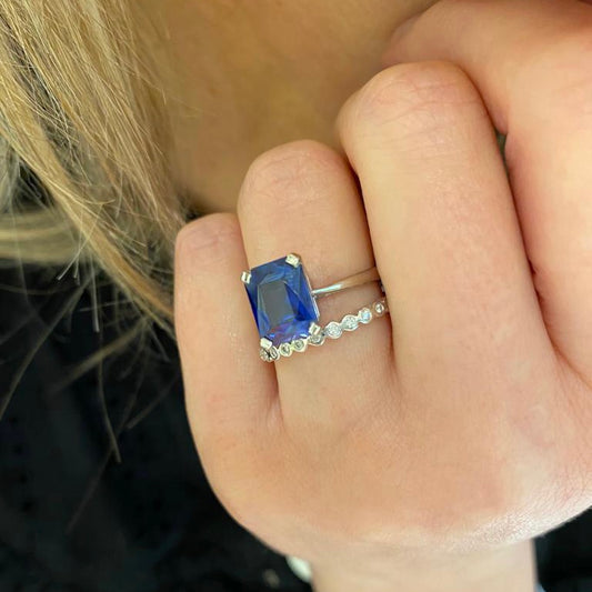 Electric Blue Platinum Sapphire Ring