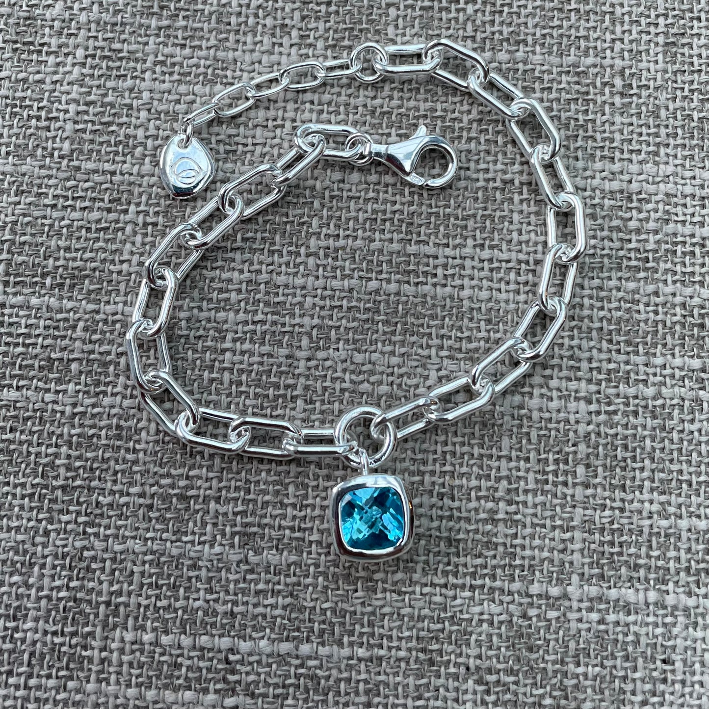 Blue topaz link bracelet
