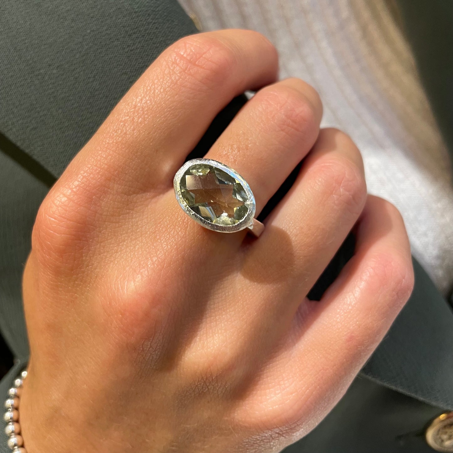 Green Quartz Oval Ring