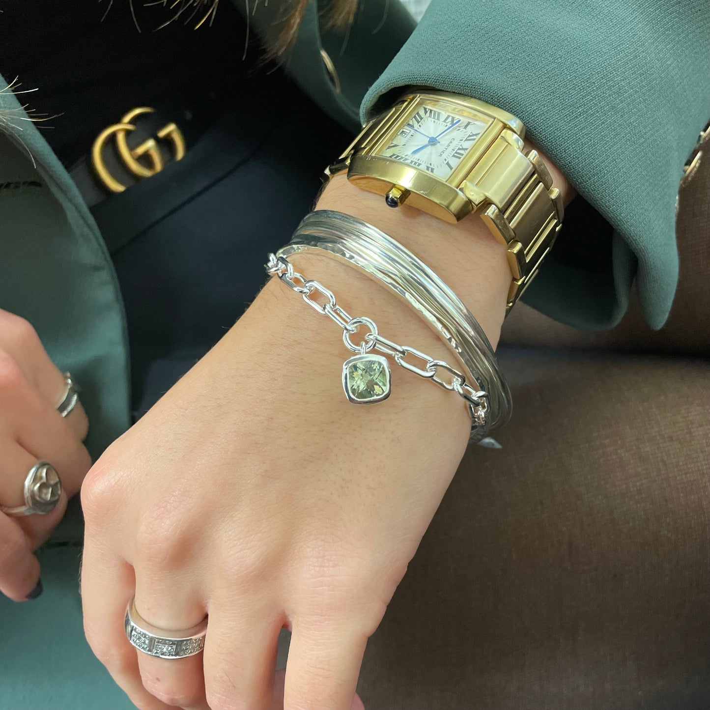 Green Quartz Link Bracelet