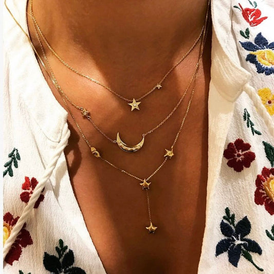 Gold Diamond Star Necklace