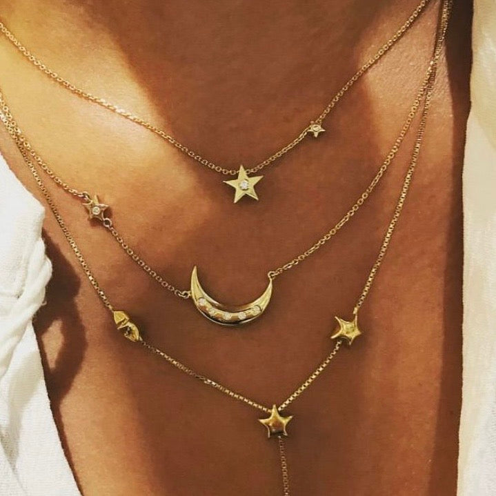 Gold Diamond Star Necklace