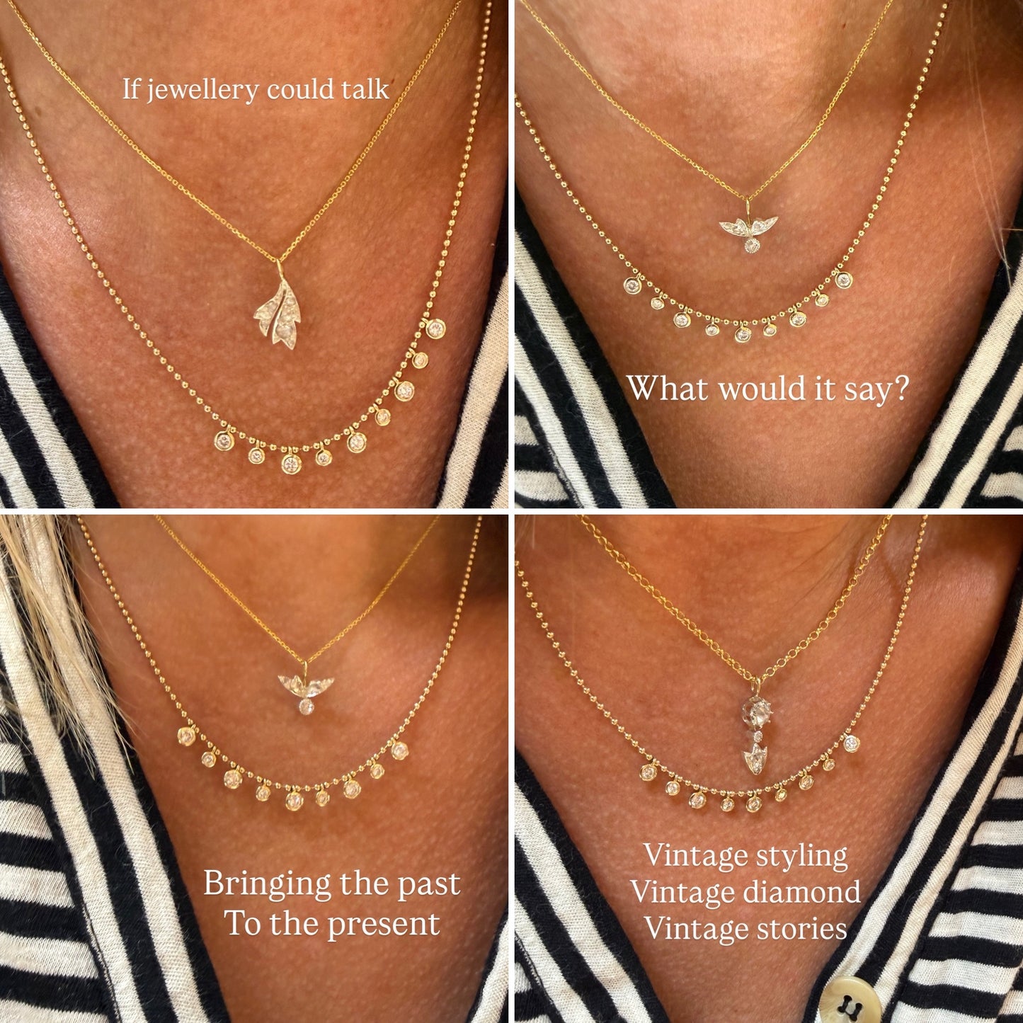 Vintage Diamond Petal Necklace