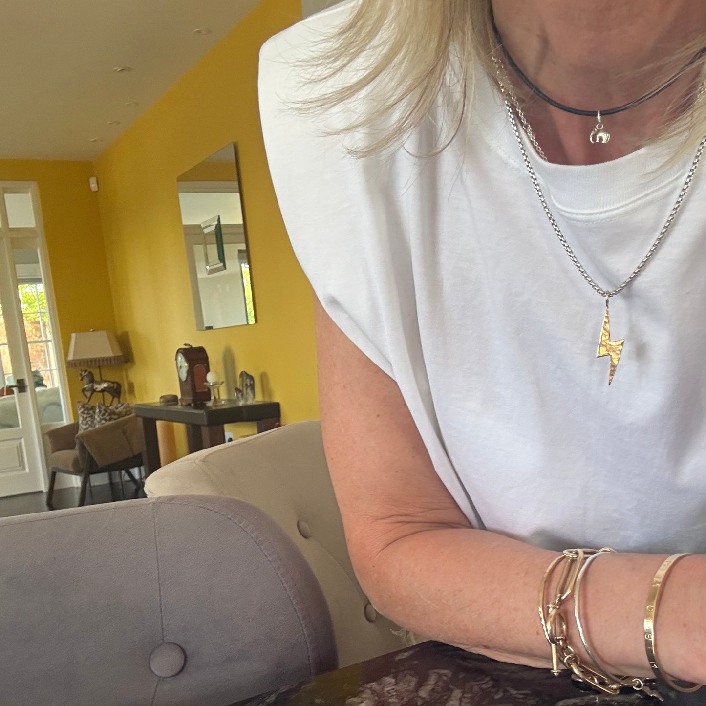 Bowie Gold Lightening Bolt Pendant