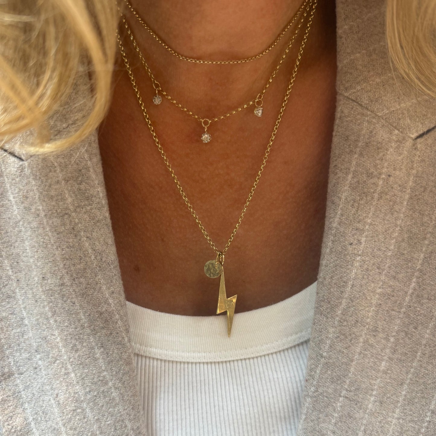Vintage Natural Diamond Triolgy Necklace