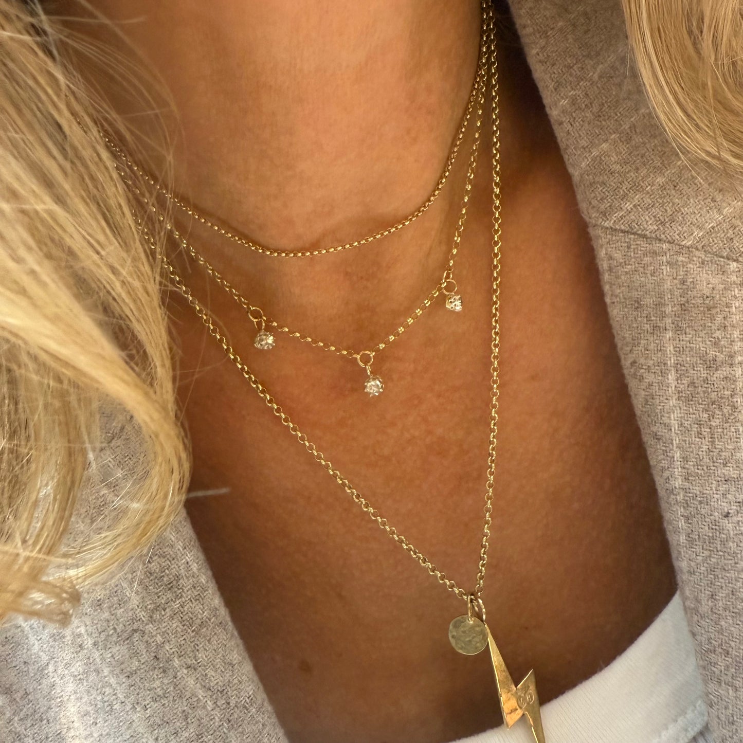 Vintage Natural Diamond Triolgy Necklace