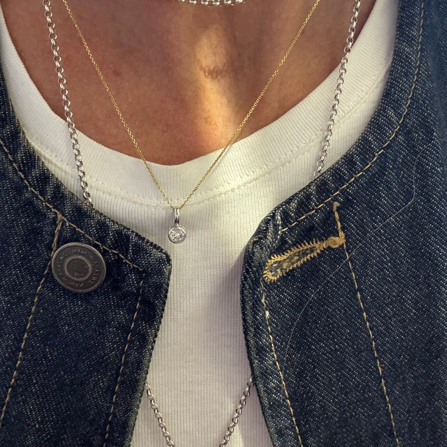 Vintage Solitaire Natural Diamond  Necklace