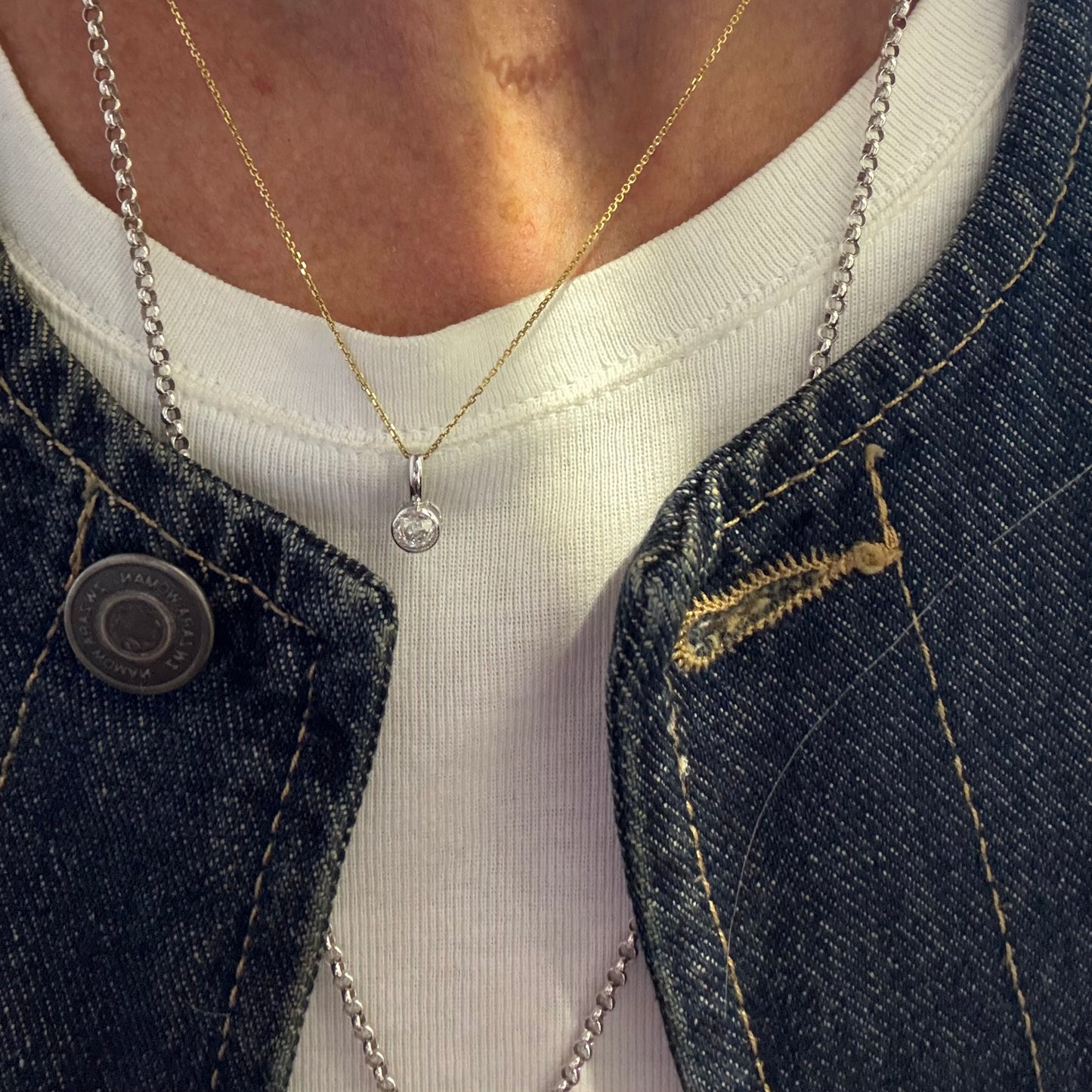 Vintage Solitaire Natural Diamond  Necklace