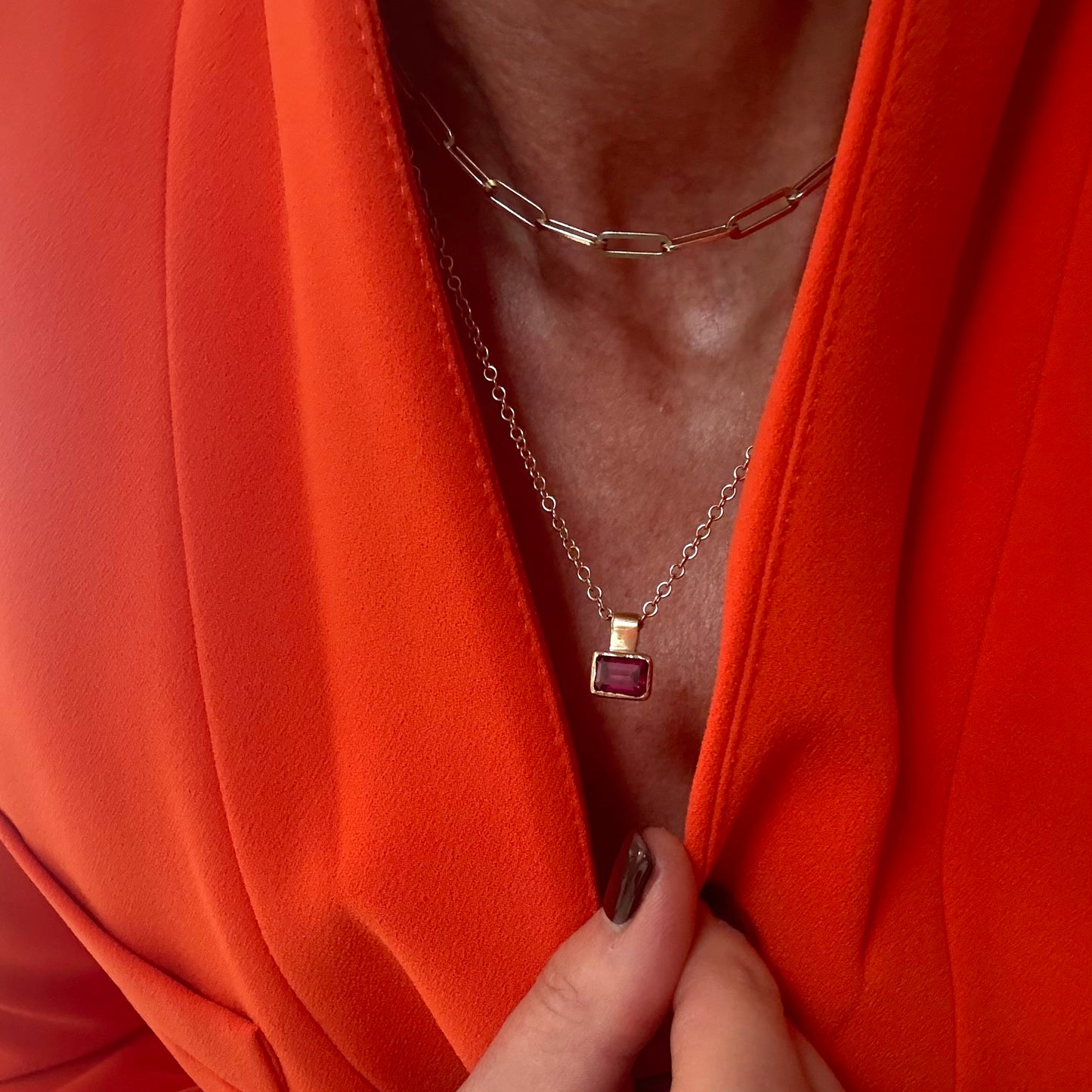Gold Garnet Necklace