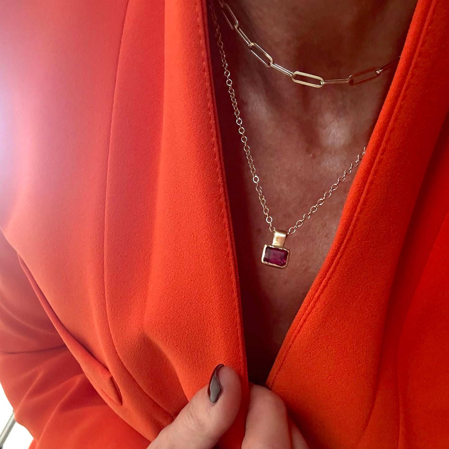 Gold Garnet Necklace
