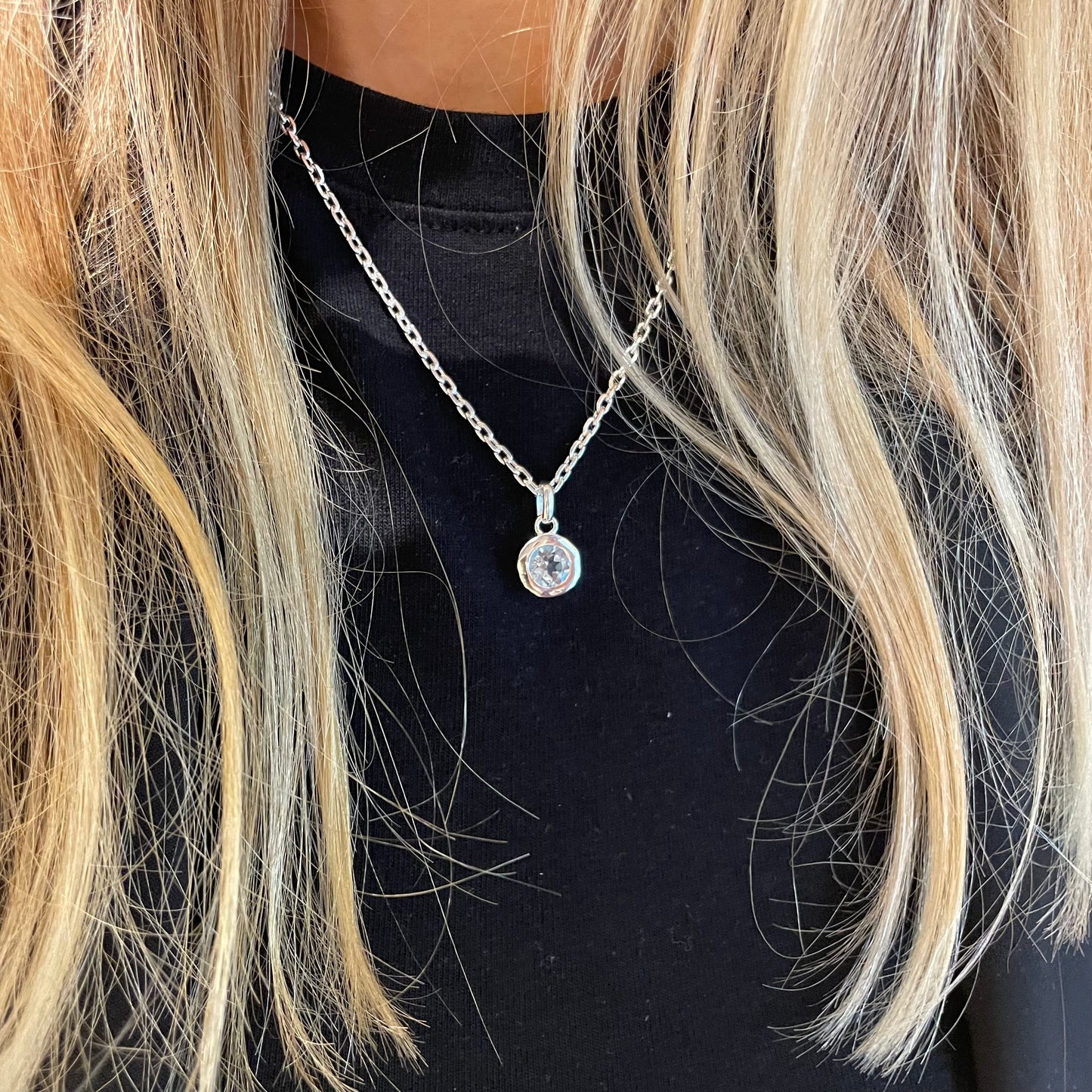 Silver “Cool Blu” Topaz  Necklace