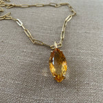 Gold Marquise Citrine Necklace