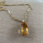 Gold Marquise Citrine Necklace