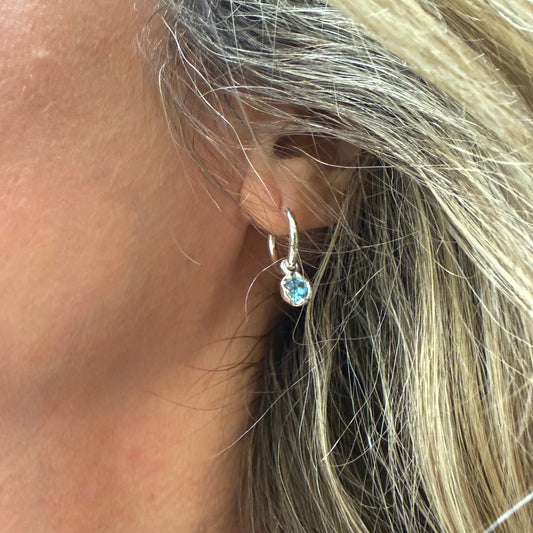 Blue Topaz Charm Earrings