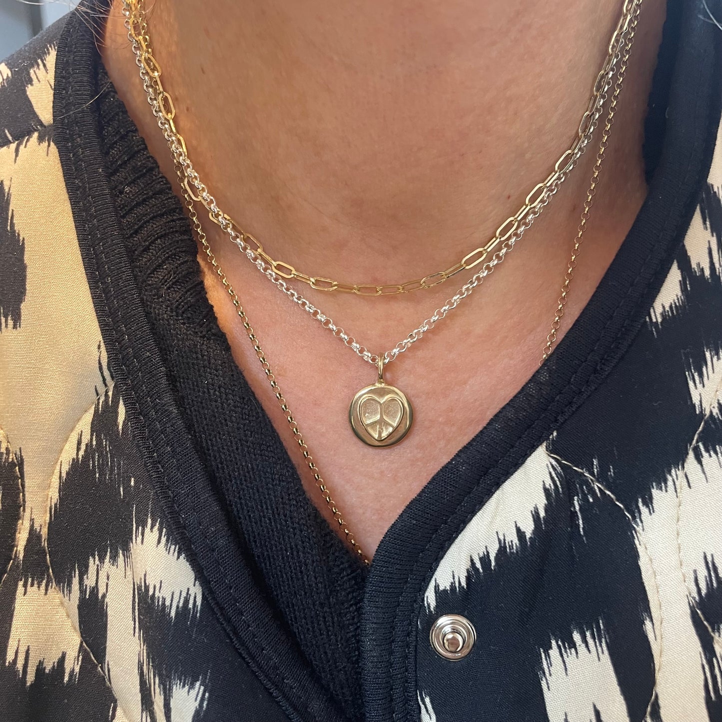 Gold Love Peace Necklace