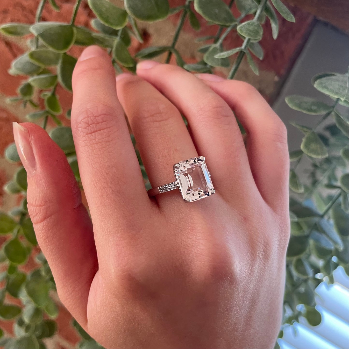 Blush Morganite Diamond Platinum Ring