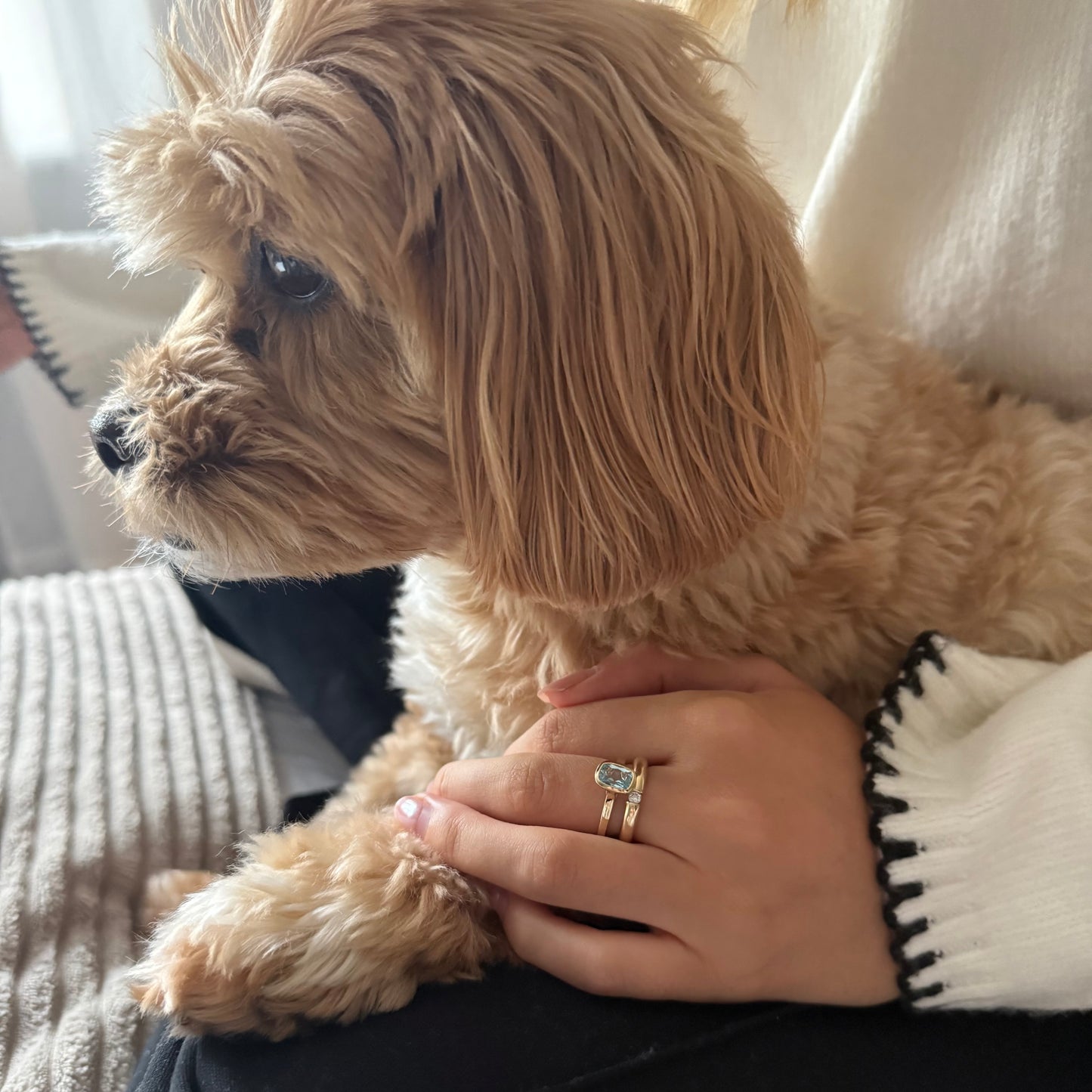 Gold Blue Topaz Ring