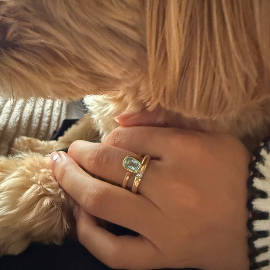 Gold Blue Topaz Ring