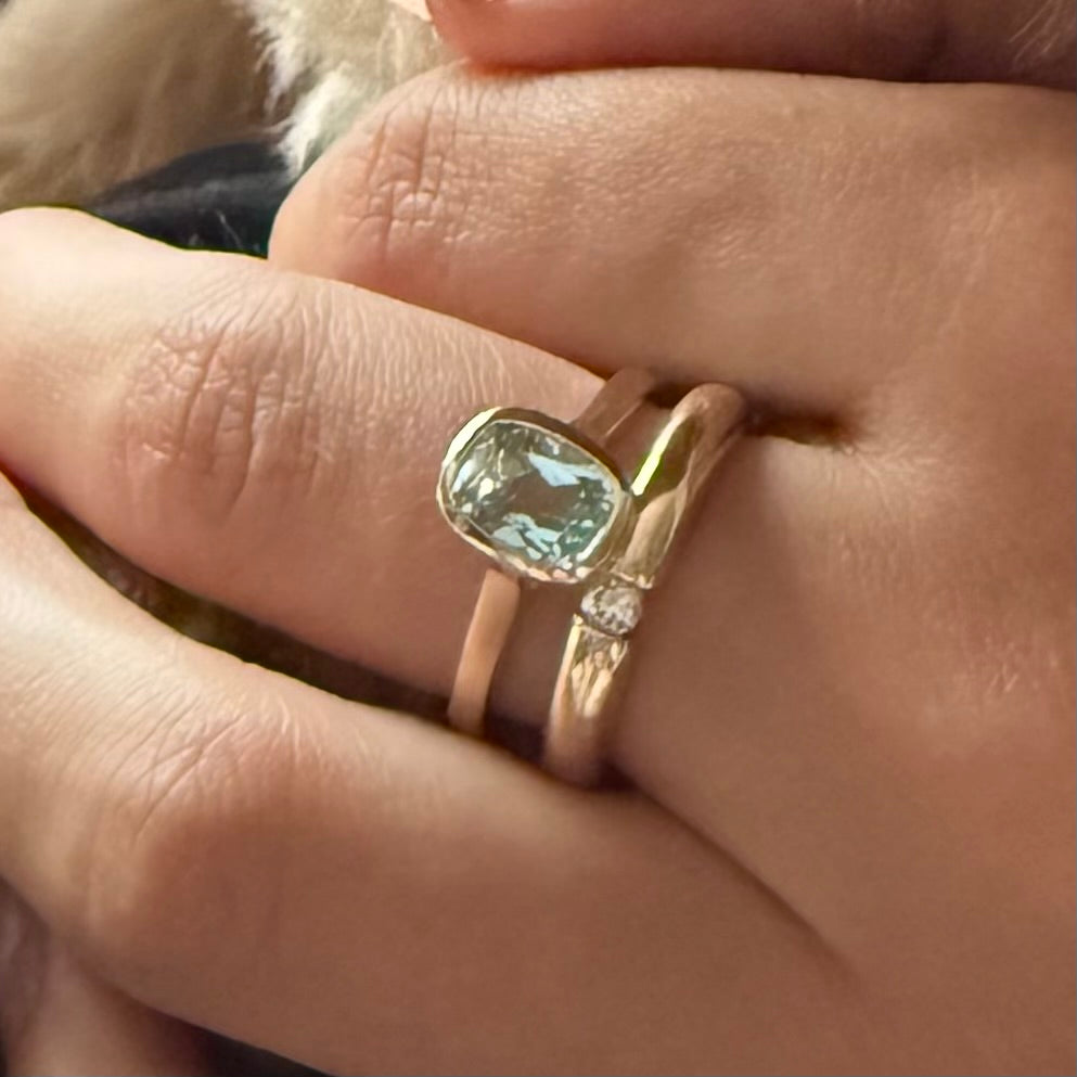 Gold Blue Topaz Ring