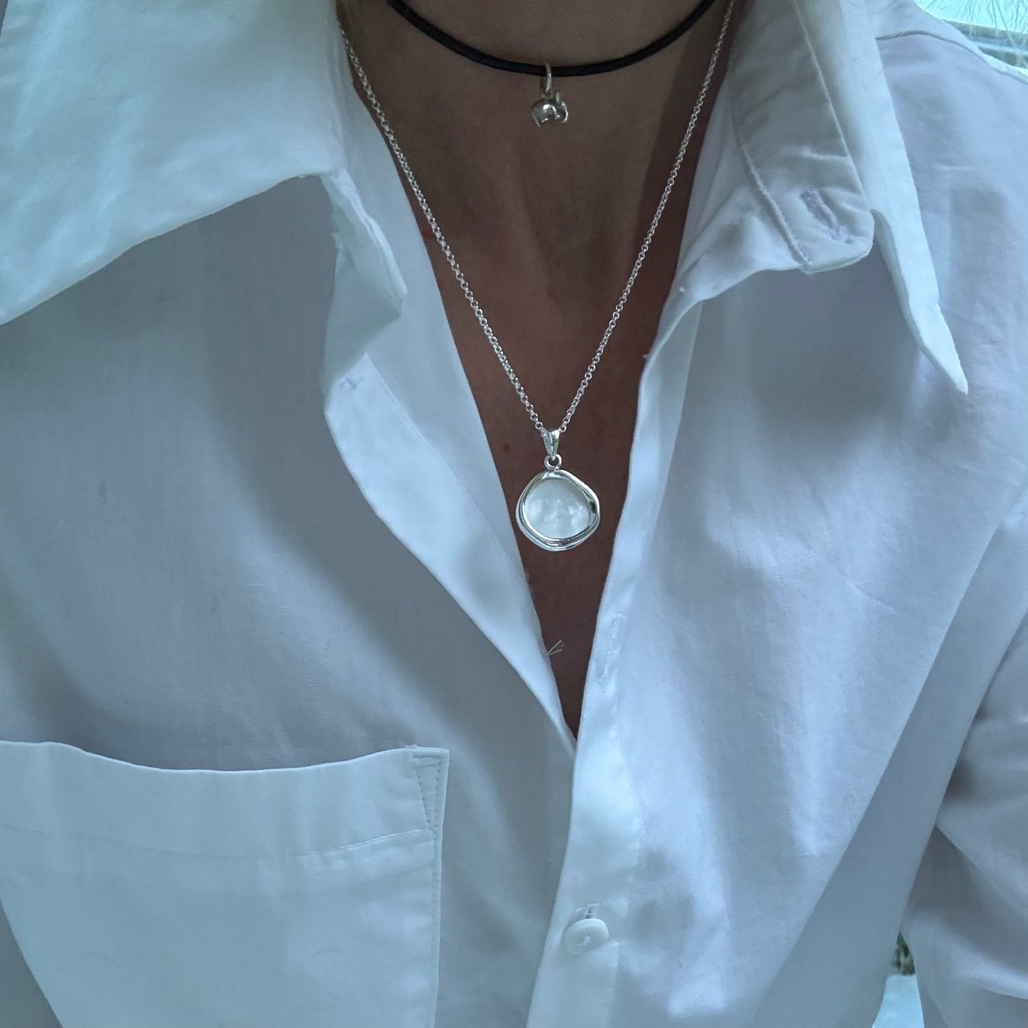 Mother of pearl moon necklace